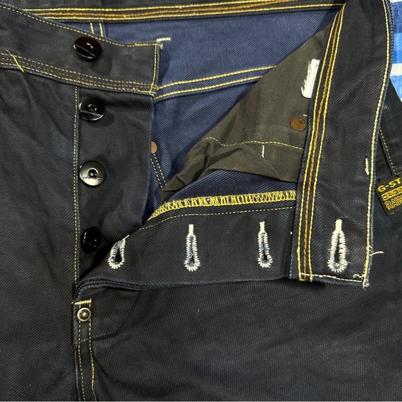 G Star Raw 3301 Dark Wash Blue Navy Denim Men’s Size 33x28 Waxed Jeans - Picture 7 of 14
